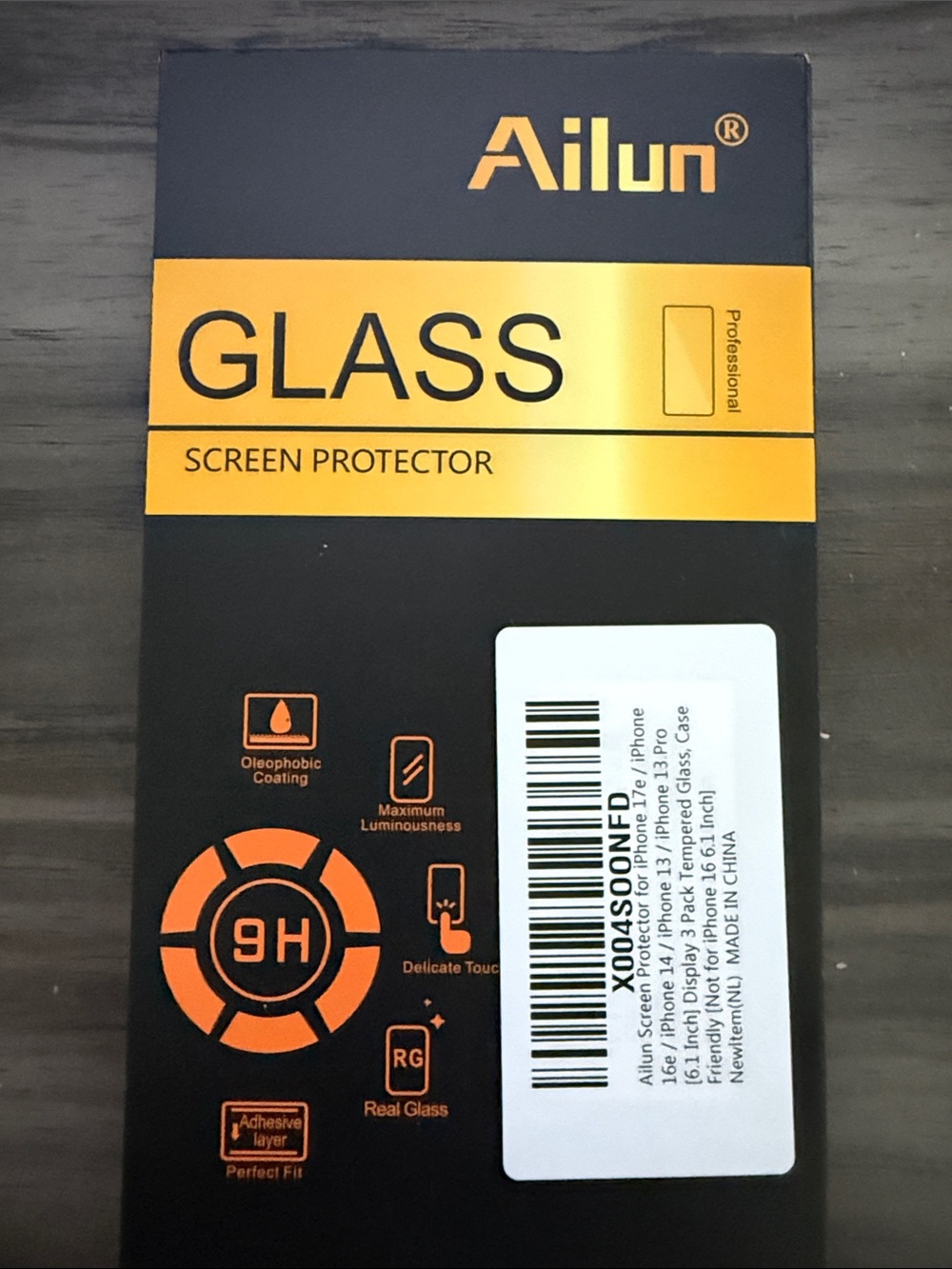 Ailun Black & Gold Tempered Glass Screen Protector - 9H Scratch Resistance 3pk